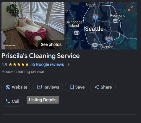 Priscila's Cleaning Service, Google Business Profile, House cleaning service